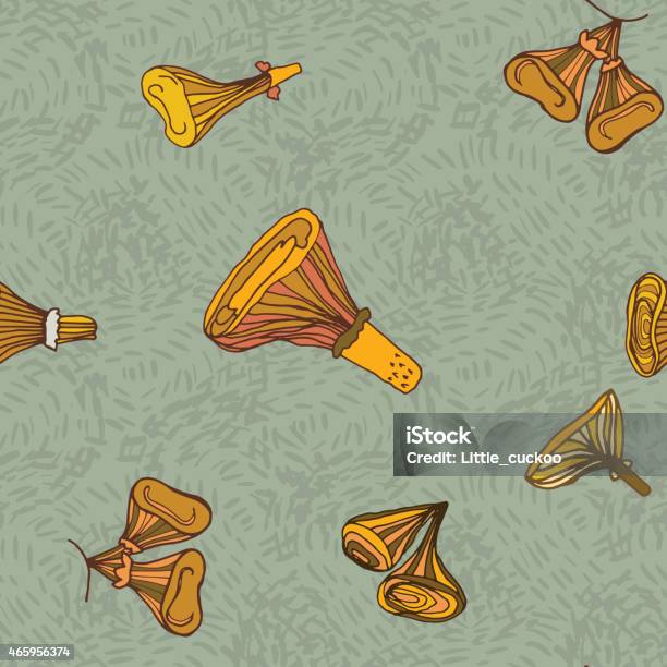 Seamless Vector Pattern Of Dchanterelle Mushrooms Stock Illustration - Download Image Now - 2015, Abstract, Art