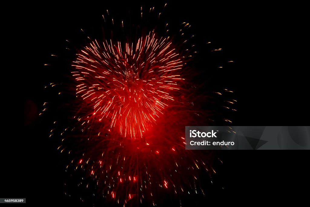 Heart fireworks Red fireworks in the night sky in the form of heart Firework - Explosive Material Stock Photo