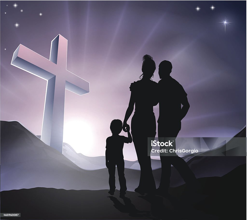 Pasqua cristiana attraversare la famiglia - arte vettoriale royalty-free di Gesù Cristo