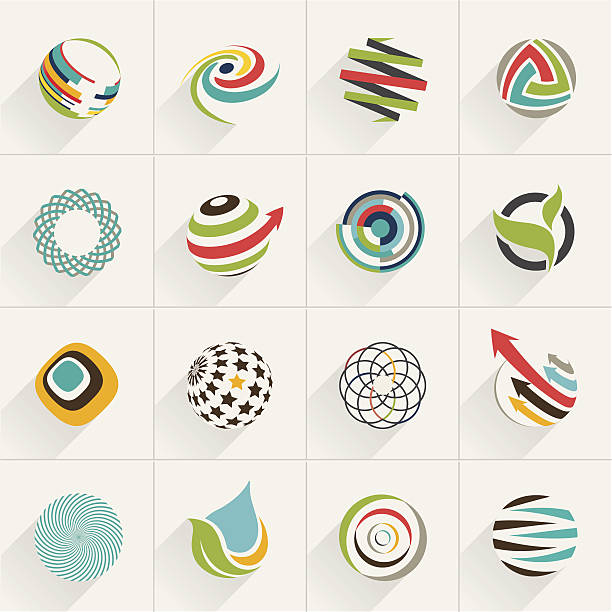 Set of globe web icons and vector logos Set of globe web icons and vector logos abstract vectors power stock illustrations