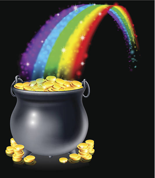 ilustrações de stock, clip art, desenhos animados e ícones de pote de ouro e arco-íris - end of the rainbow
