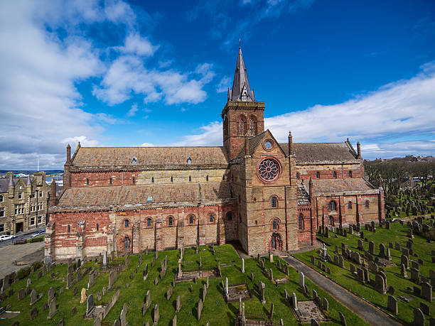 St Magnus Cathedral Kirkwall Orkney St Magnus Cathedral in Kirkwall, Orkney. st magnus cathedral, orkney island scotland stock pictures, royalty-free photos & images
