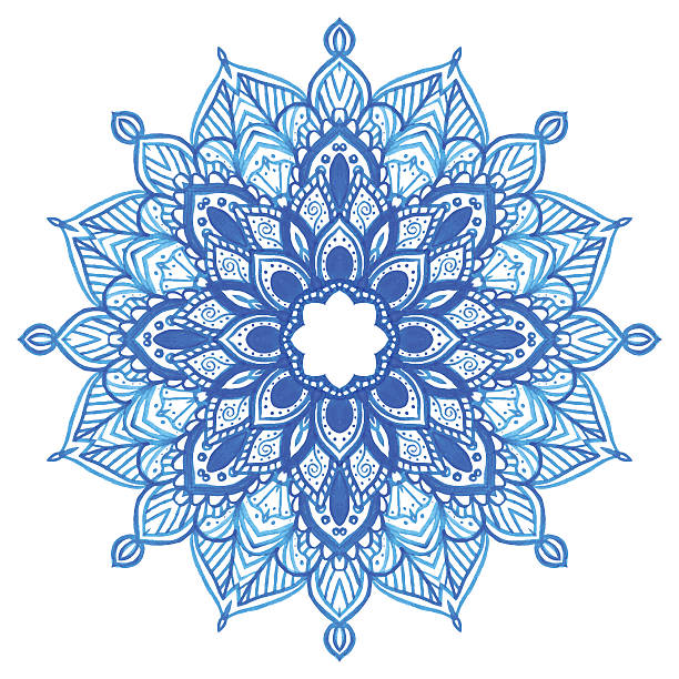 акварель голубой. - doily lace circle floral pattern stock illustrations
