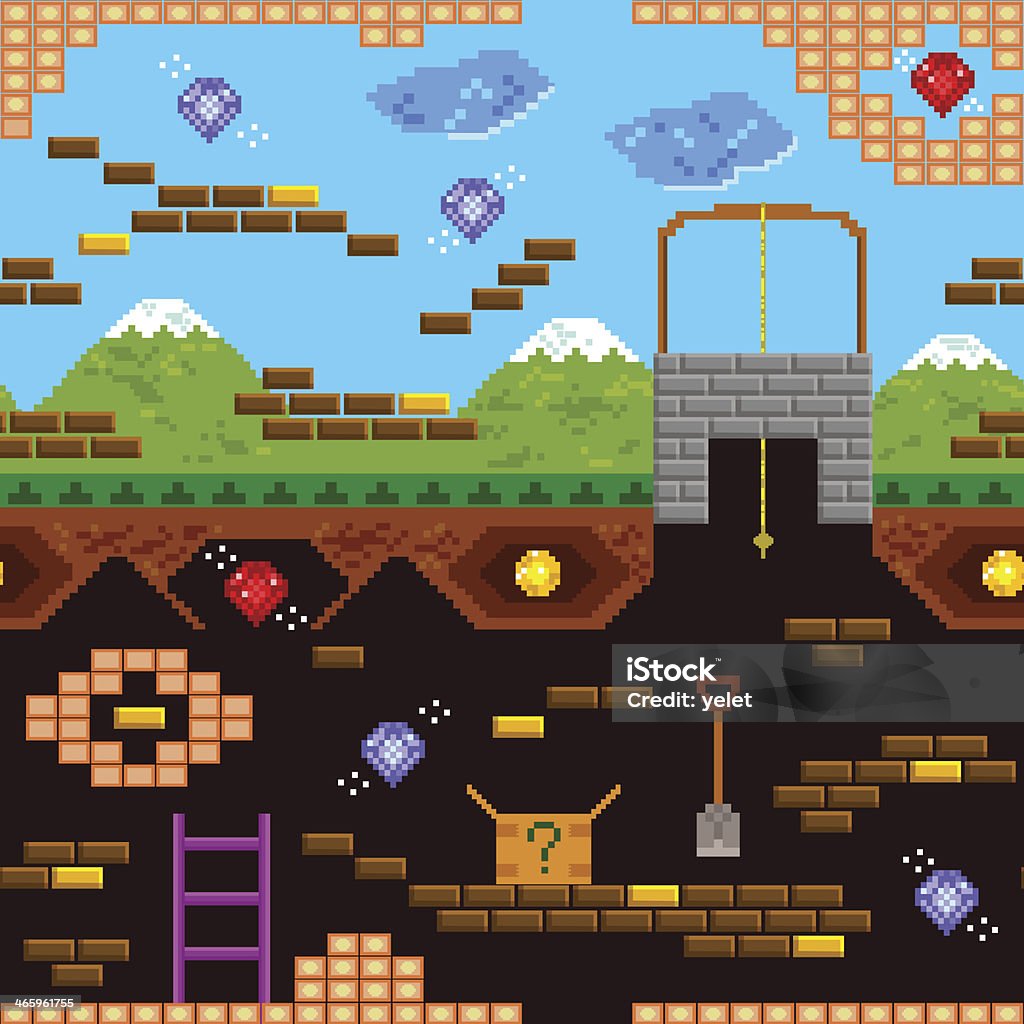 Pattern Game Style Retro Game Pattern Stock Illustration - Download Image Now - Leisure ...