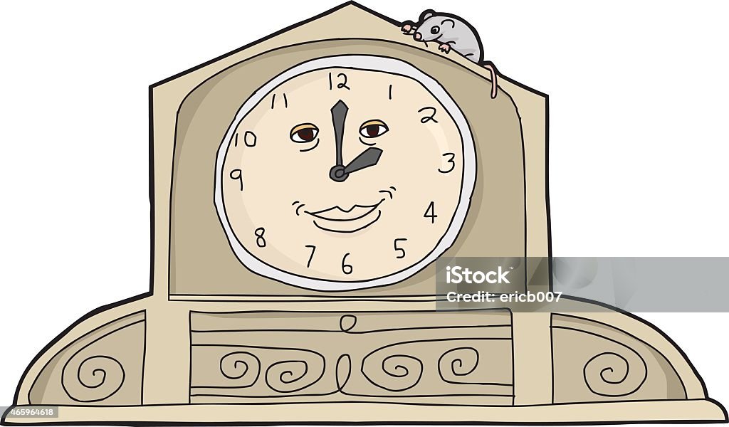 Mouse With Clock Mouse On Smiling Clock Stock Illustration - Download Image Now - 2015 ...