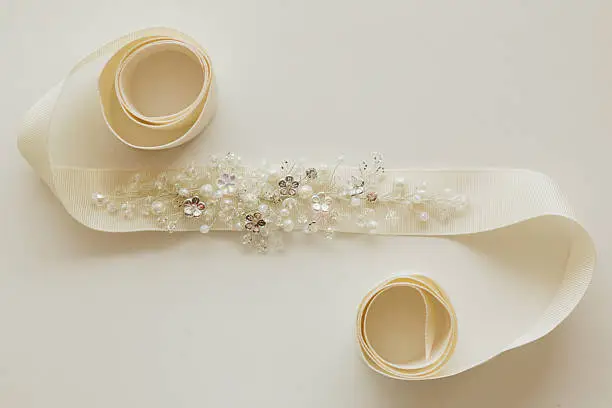 The composition of beautiful wedding accessories bride