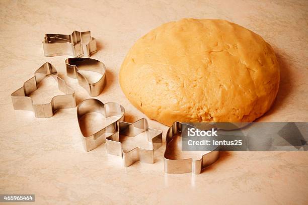 Dough For Cookies And Cookie Cutters Stock Photo - Download Image Now - 2015, Backgrounds, Baked Pastry Item