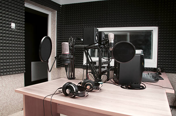 radio studio stock photo