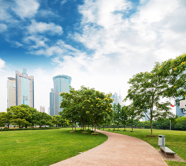istock city park with modern building background in shanghai 465965892