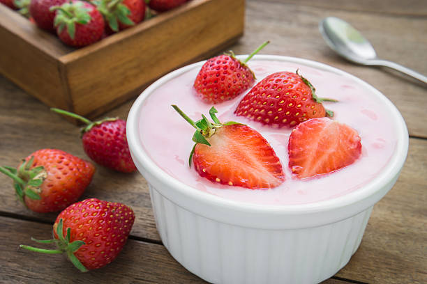 istock Yogurt with strawberry in bowl 465971124
