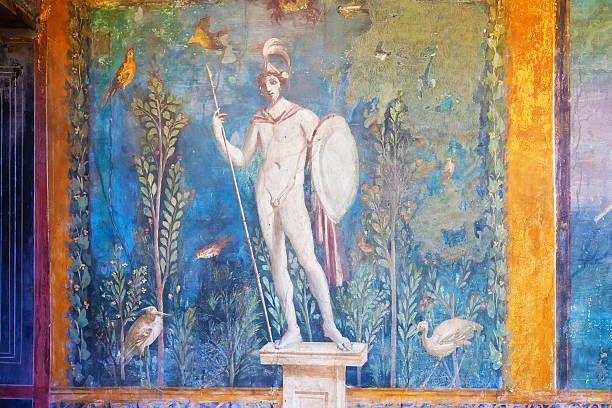 Fresco in Pompeii Fresco  Mars in house of Venus, Pompeii fresco photos stock pictures, royalty-free photos & images