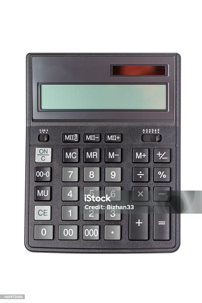 Top view of isolated calculator Top view of calculator isolated on white with clipping path 2015 Stock Photo