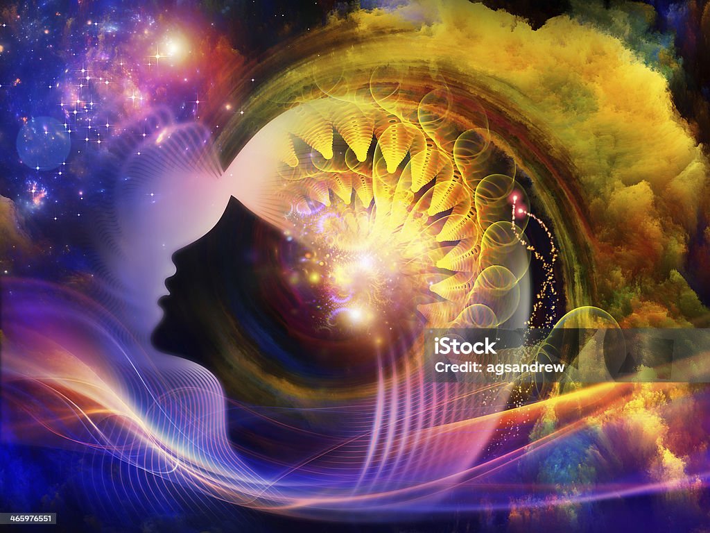 Inner Colors Geometry of the Soul series two. Background design of human profile and abstract elements on the subject of spirituality, science, creativity and the mind Abstract Stock Photo