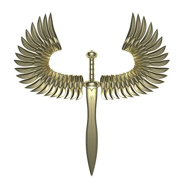 sword and wings insignia on white