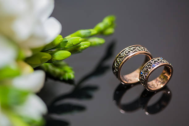istock Two wedding rings in infinity sign. Love concept 465977540