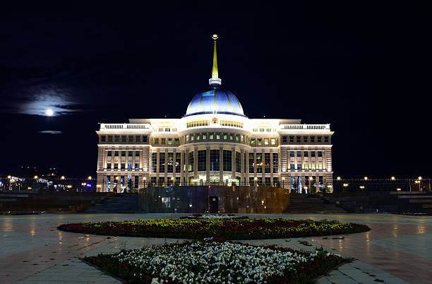 istock Ak Orda. Presidential palace in moonlight night. 465978528