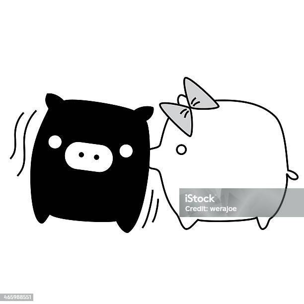 Two Character Pigs Two Cartoon Pigs Vector Illustration With Simple Stock Photo - Download ...