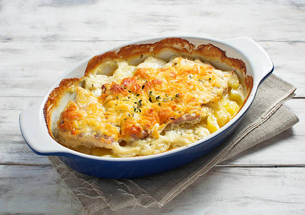 istock Baked meat with potatoes and cheese 465988798