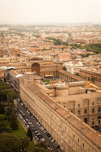 바티칸시티 파노라마처럼 펼쳐지는 위에서 - statue st peters basilica fountain state of the vatican city 뉴스 사진 이미지