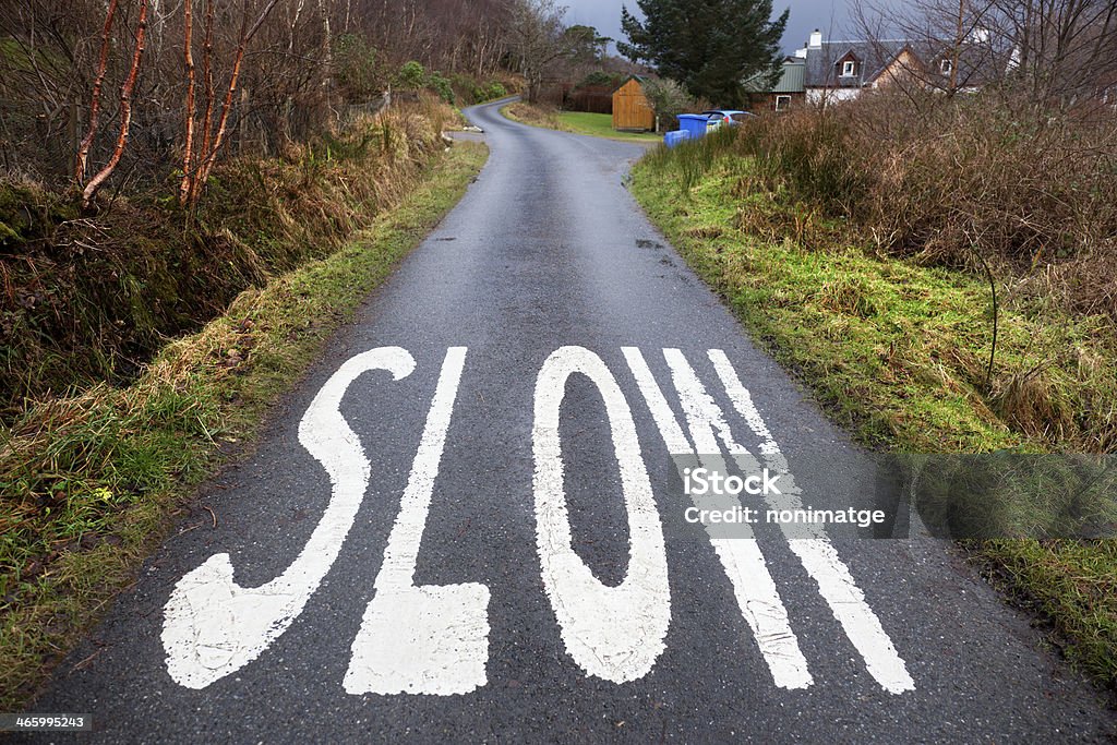 road Carts asphalt with traffic sign in Highlands. Scotland Accessibility Stock Photo