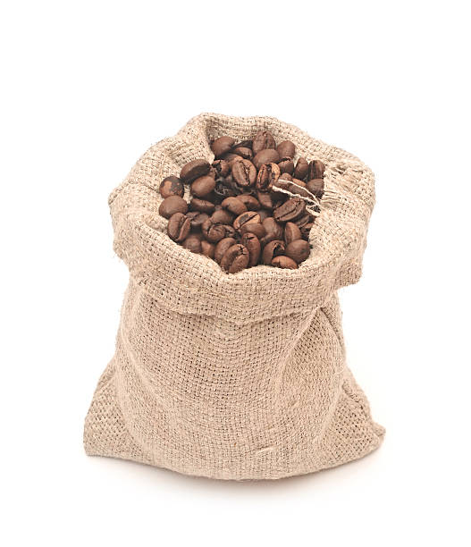 istock Coffee beans roasted in jute sack 465998455