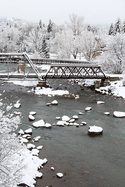 istock Bridges over the Animas River Covered in Snow 466001078