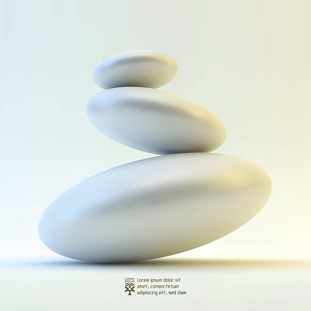 3D illustration of ovals balanced on edges Spa stones.3d concept illustration. Usable for different business design. balance backgrounds stock illustrations