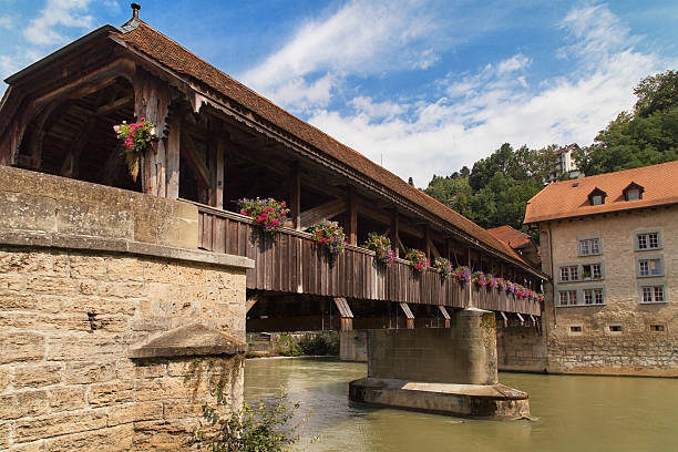 Bern Bridge in Fribourg Bern Bridge in Fribourg, Switzerland. fribourg city switzerland stock pictures, royalty-free photos & images