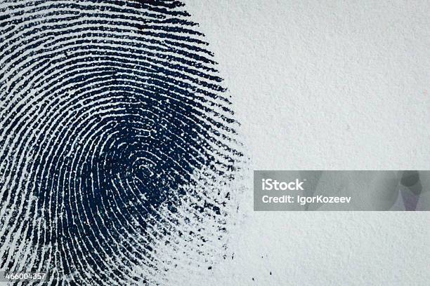 Ink Fingerprint On Paper 05 Stock Photo - Download Image Now - Fingerprint, Crime, Individuality