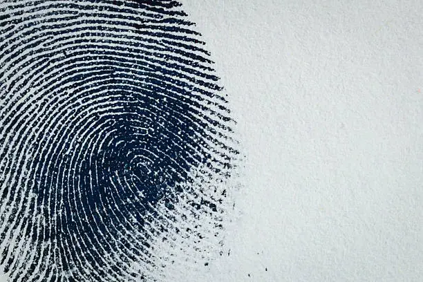 Thumbprint on paper. Macro.