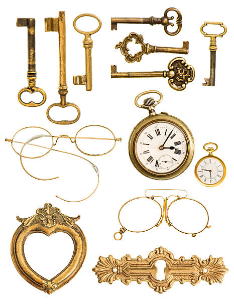 istock collection of golden vintage accessories 466004885