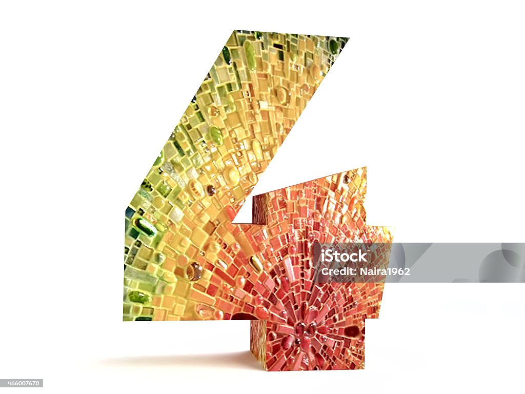 Mosaic Number Four 3D Multi Colored Mosaic Number Four 2015 Stock Photo