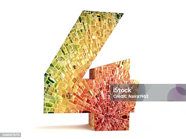 Mosaic Number Four Stock Photo - Download Image Now - 2015, Alphabet, Bright