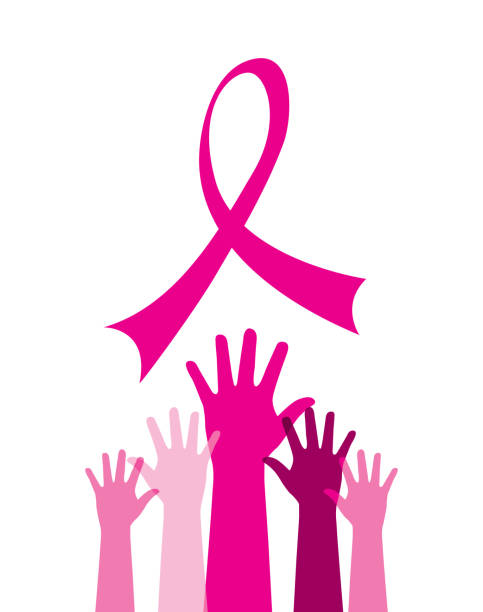 癌イラストレーション - breast cancer breast cancer awareness ribbon social awareness symbol human hand点のイラスト素材／クリップアート素材／マンガ素材／アイコン素材