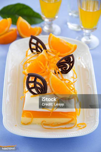 Creamy Orange Jelly With Tangerines And Chocolates Stock Photo - Download Image Now