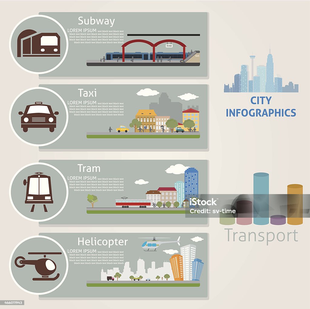 Città.  Il trasporto - arte vettoriale royalty-free di Affari