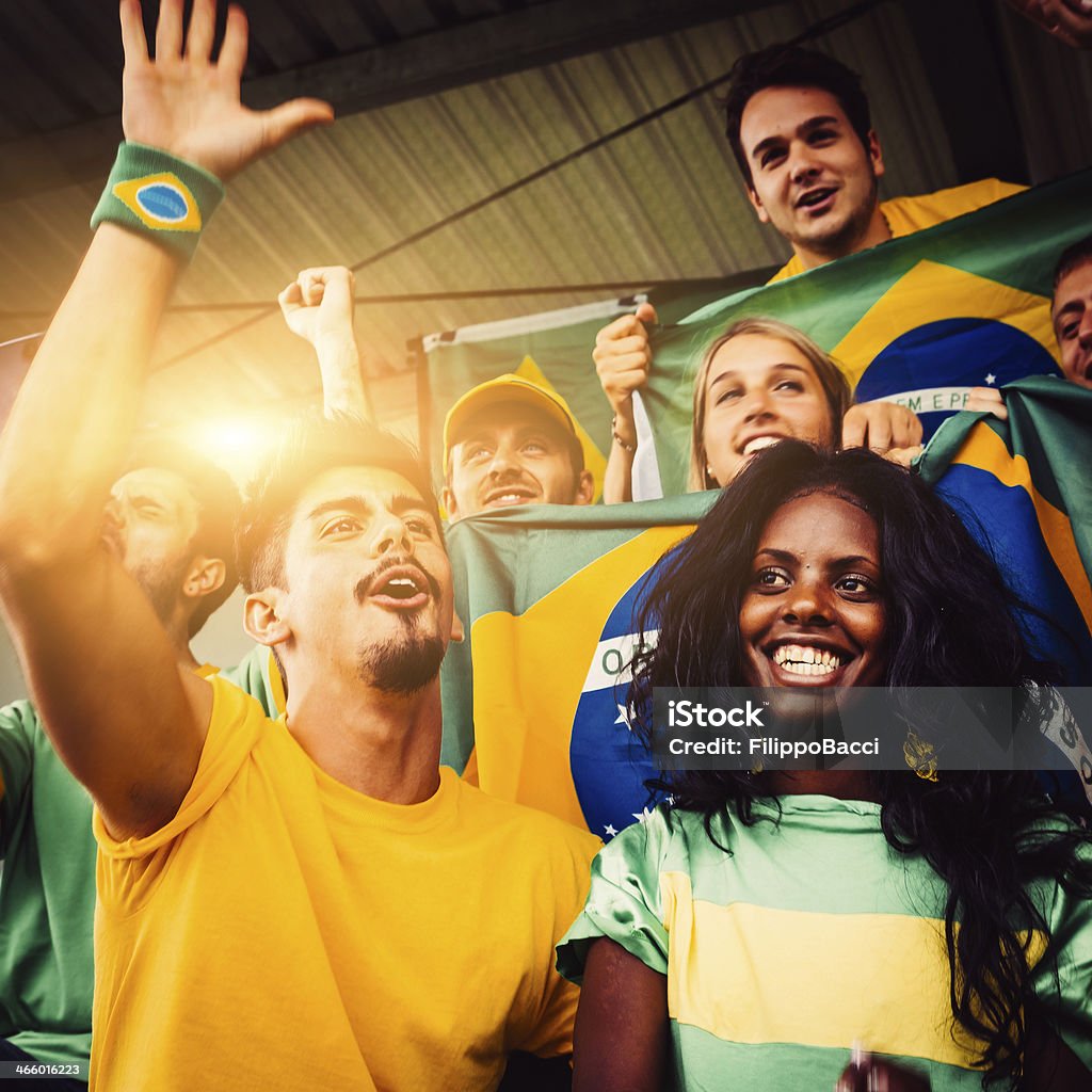 브라질리안 팬들과 종합경기장 - 로열티 프리 20-29세 스톡 사진