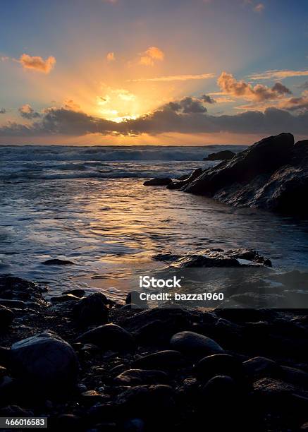 Coastal Sunset Stock Photo - Download Image Now - Breaking Wave, Cloud - Sky, Coastline