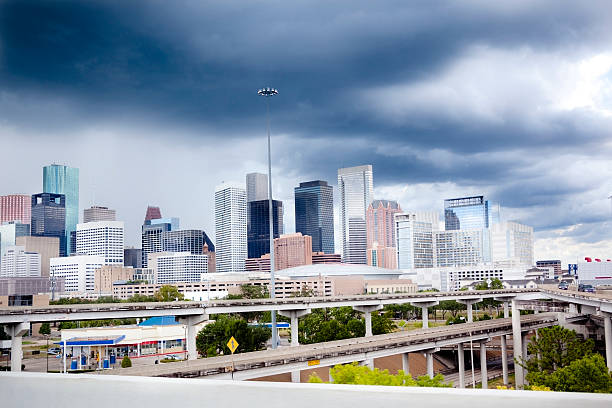 istock Houston, Texas skyline and interstate highways. Skyscrapers, cityscape. 466017431