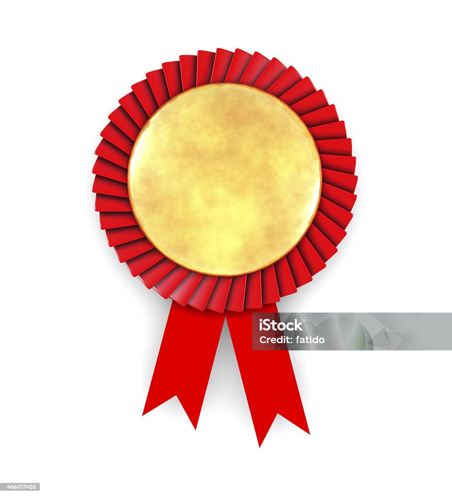 Gold-medal-Abzeichen mit roter Schleife - Lizenzfrei Abzeichen Stock-Foto