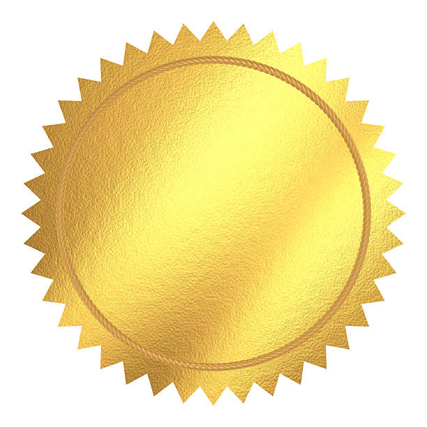 istock Round gold seal with pointed edges 466017985