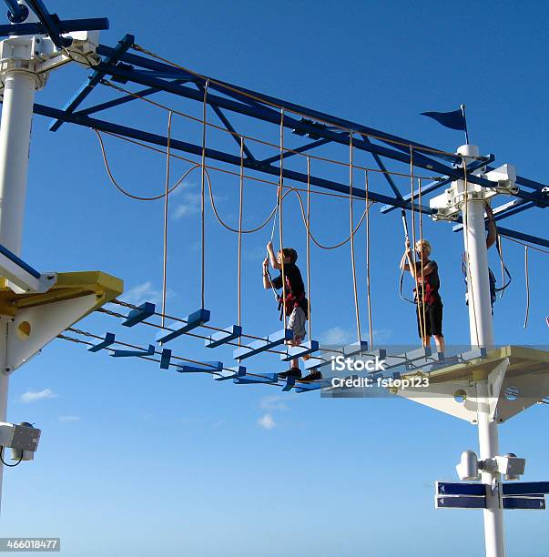 Extreme Sport Mother Son Do Ropes Course On Cruise Ship Stock Photo - Download Image Now