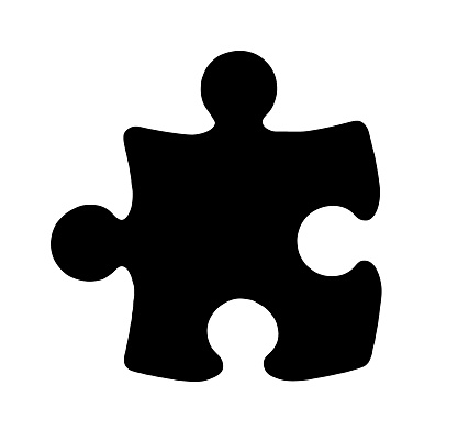 Black Piece of Jigsaw Puzzle on white background