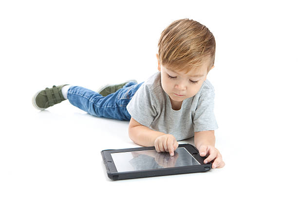 istock Preschool Boy with Digital Tablet on White Background 466018539