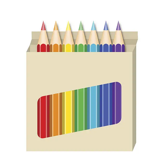 Vector illustration of Box Of Coloured Pencils