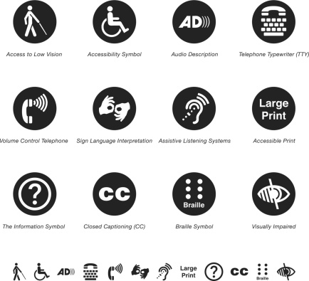 Disability Access Silhouette Vector EPS10 File Icons.