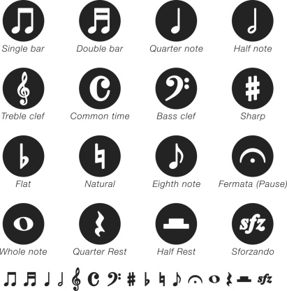Musical Note Silhouette Vector EPS10 File Icons.