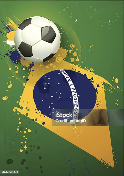 Fundo De Futebol Do Brasil - Arte vetorial de stock e mais imagens de Abstrato - Abstrato, Amarelo, Bandeira