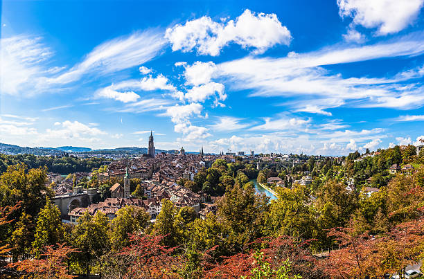 istock Panorama view of Berne old town from mountain top 466020862