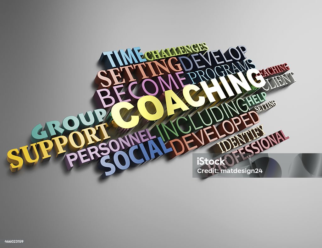 Coaching 3d word Advice Stock Photo